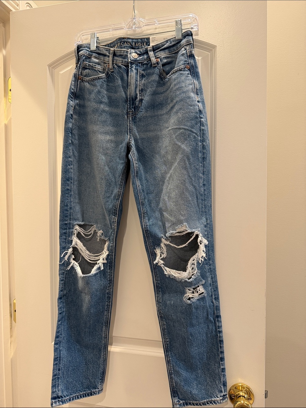 American Eagle Outfitters Distressed Blue High-Rise Jeans
